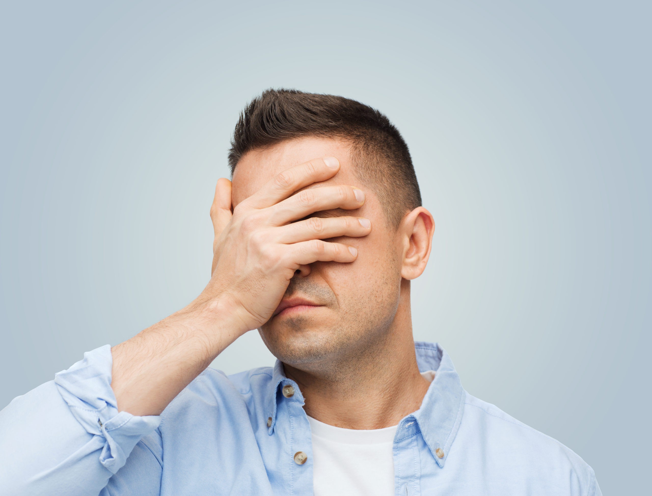 Insane media relations is doing the same thing over and over again and expecting the same results - even if it is not working. Face palm image used in blog post by Good Business Consulting, PR firm in Sydney.